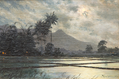 Moonlight over the Javanese paddy fields by Willem Van Der Does