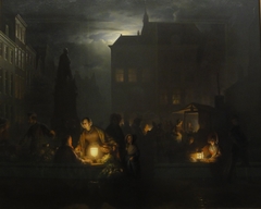 Nächtlicher Markt in Antwerpen by Petrus van Schendel