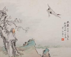 Old Man Watching a Flying Crane by Qian Hui'an