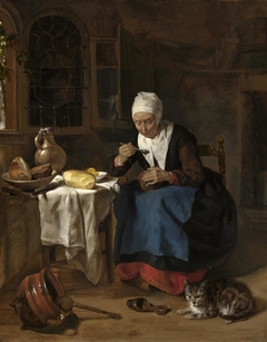 Old Woman Eating Porridge by Gabriël Metsu