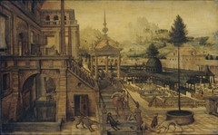 Palace Gardens with Poor Lazarus in the foreground by Hans Vredeman de Vries