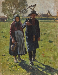 Peasant Pair with Scythe by Leopold Otto Strützel