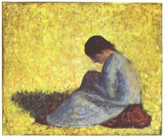 Peasant Woman Seated in the Grass by Georges Seurat