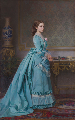 Portrait of a lady in blue by Carl Huns