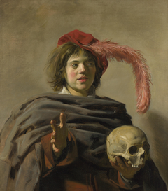 Portrait of a young man with a skull by Frans Hals