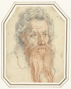 Portret van een man met krullend haar en een baard by Federico Zuccaro