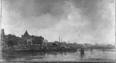 Prins Hendrikkade met de Schreierstoren by Jacob Maris