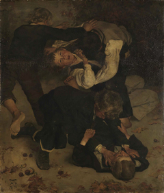 Raufende Buben by Hans Thoma