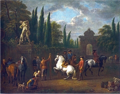 Reitschule vor einem Park by Pieter van Bloemen