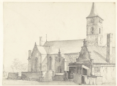 Romaanse kerk, gezien vanuit het noordwesten by Jan Abrahamsz. Beerstraten