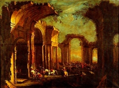 Roman Ruins with Mounted Knights by Andrea Locatelli