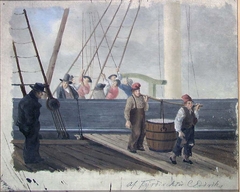 Sailship being unloaded at the Quai by Carl Fredrik Diriks