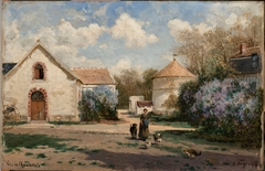 Scenery outside Paris with woman and animals by Alexey Bogolyubov