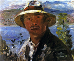 Self-Portrait in Straw Hat by Lovis Corinth