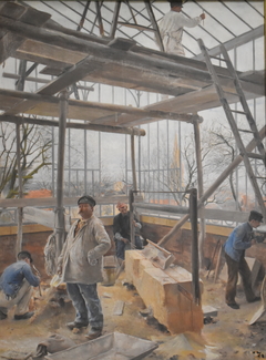 Serre en construction by Édouard Joseph Dantan