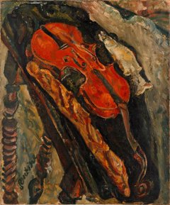 Still Life with Violin, Bread, and Fish by Chaim Soutine