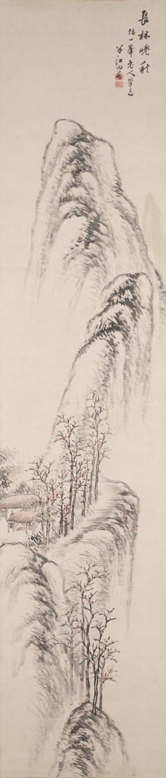 Tall Trees on an Autumn Evening by Okada Hanko