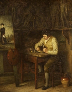 The Artist grinding his Colours by Robert Trewick Bone