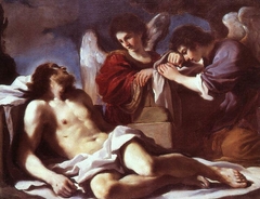 The Dead Christ mourned by Two Angels by Guercino