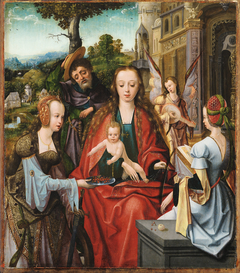 The Holy Family with Two Saints by Master of the Antwerp Adoration