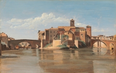 The Island and Bridge of San Bartolomeo, Rome by Jean-Baptiste-Camille Corot