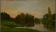 The Painter’s Barge at the Ile de Vaux on the Oise River by Charles-François Daubigny