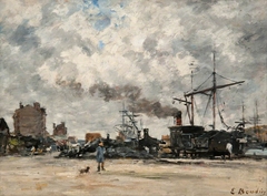 The Wharf by Eugène Louis Boudin