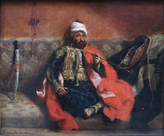 Turc fumant, assis sur un divan by Eugène Delacroix