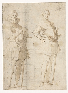 Twee studies van een staande officier by Unknown Artist