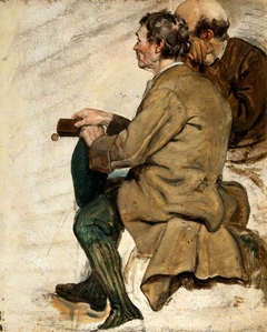 Two Seated Men (study for 'The Covenanters' Baptism') by George Harvey