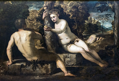 The temptation of Adam and Eve by Titian