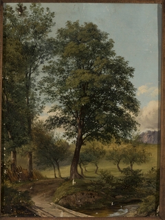 View with a bridge over a creek by Jan Nepomucen Głowacki