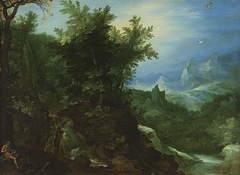 Waldlandschaft mit dem hl. Hieronymus und Hans Rottenhammer by Jan Brueghel the Elder