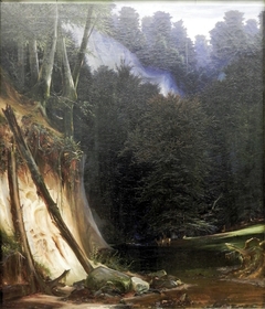 Waldschlucht mit Rotwild by Carl Blechen