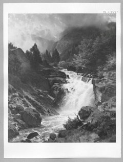 Waterfall in the Bavarian mountains by Johann Gottfried Steffan