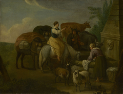 Watering Cattle at a Fountain by Anonymous