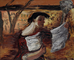 Woman with Leaflets by Aleksandr Drevin