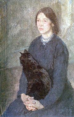 Young Woman Holding a Black Cat by Gwen John