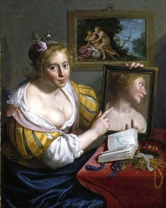 A girl with a mirror, an allegory of Profane Love by Paulus Moreelse