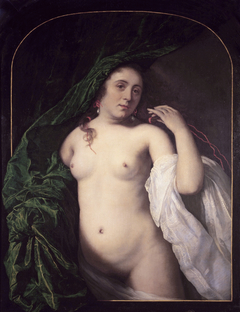 A Nude Young Woman behind a Draped Curtain by Bartholomeus van der Helst