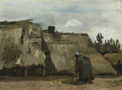 A Peasant Woman Digging in Front of Her Cottage by Vincent van Gogh