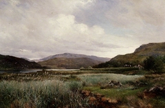 A River Landscape with Reeds, Arthog by David Bates