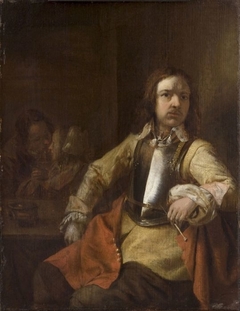 A soldier smoking a pipe by Pieter de Hooch