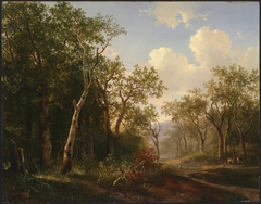 A Wooded Landscape with Deer by Hendrik van de Sande Bakhuyzen