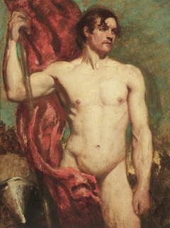 Academic Study of a Male Nude as a Standard Bearer by William Etty