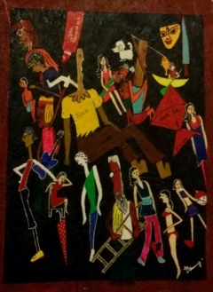 acrylic on wood surface 1 by Bhaswati Chakrabarty