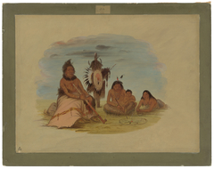 An Aged Minatarree Chief and His Family by George Catlin