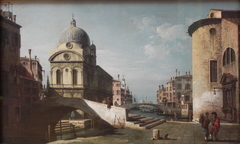 Architectural fantasy with Santa Maria dei Miracoli, Venice by Bernardo Bellotto