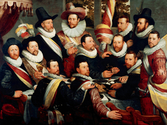 Banquet of the Officers of both companies of the Haarlem Militia 1597-1600 by Cornelis van Haarlem