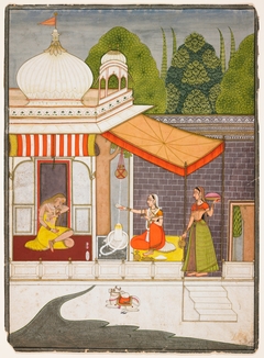 Bhairavi Ragini in Attitude of Renunciation with Ladies-in-Waiting by Unknown Artist